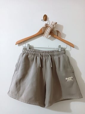 DRMERS CLUB TAUPE GRAY HIGH RISE DRAWSTRING TIE WAIST FLEECE SWEAT SHORTS XL